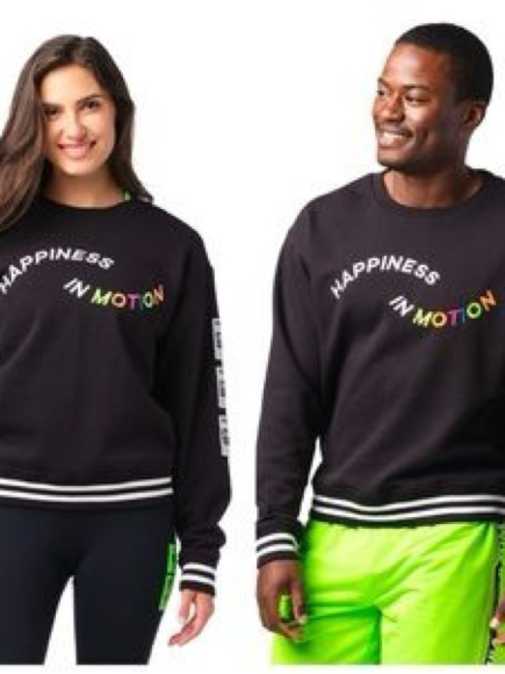 Zumba Fitness Black 'Happiness in Motion' Graphic Sweatshirt Medium Nwt - Picture 5 of 6